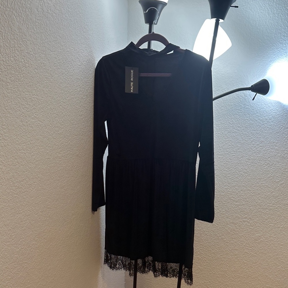 Elegant Black Velvet Lace Dress by Haute Rogue